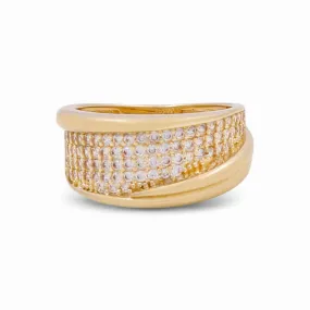 14K Yellow Gold Fashion Women's Ring with Cz / Size: 8 / Weight: 3.2 GR / CPWR4FS-25