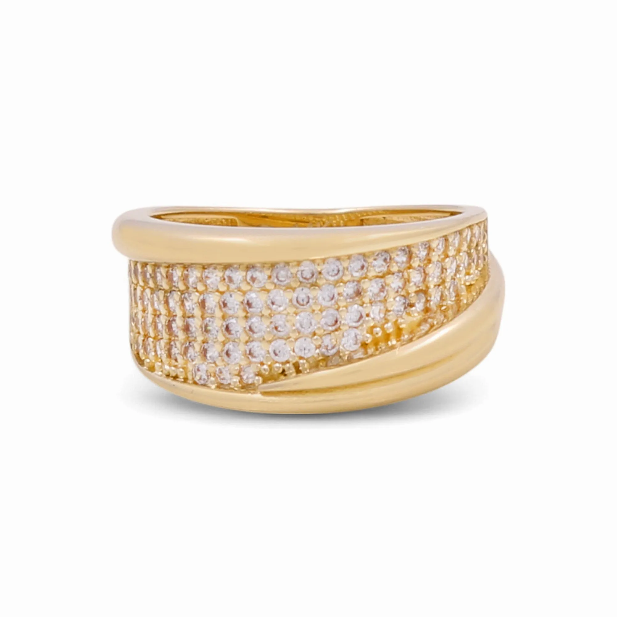 14K Yellow Gold Fashion Women's Ring with Cz / Size: 8 / Weight: 3.2 GR / CPWR4FS-25