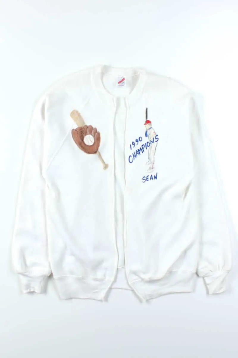 1990 Baseball Champions Open Front Sweatshirt