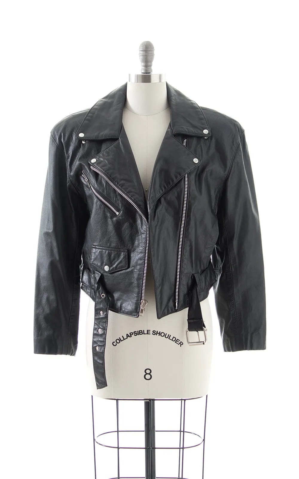 1990s Cropped Leather Moto Jacket | small/medium