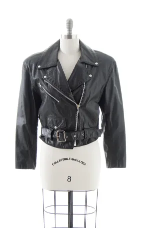 1990s Cropped Leather Moto Jacket | small/medium
