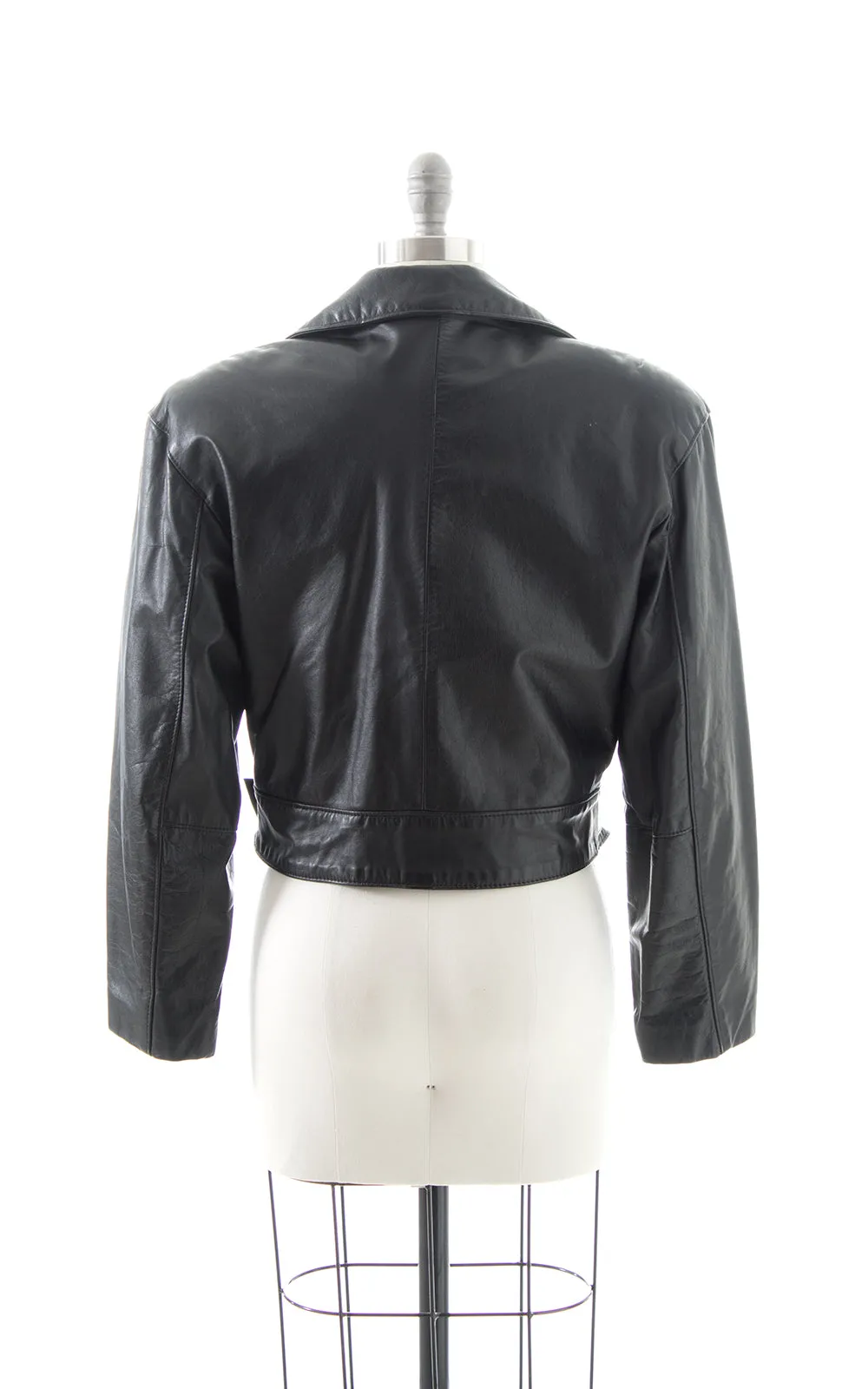 1990s Cropped Leather Moto Jacket | small/medium