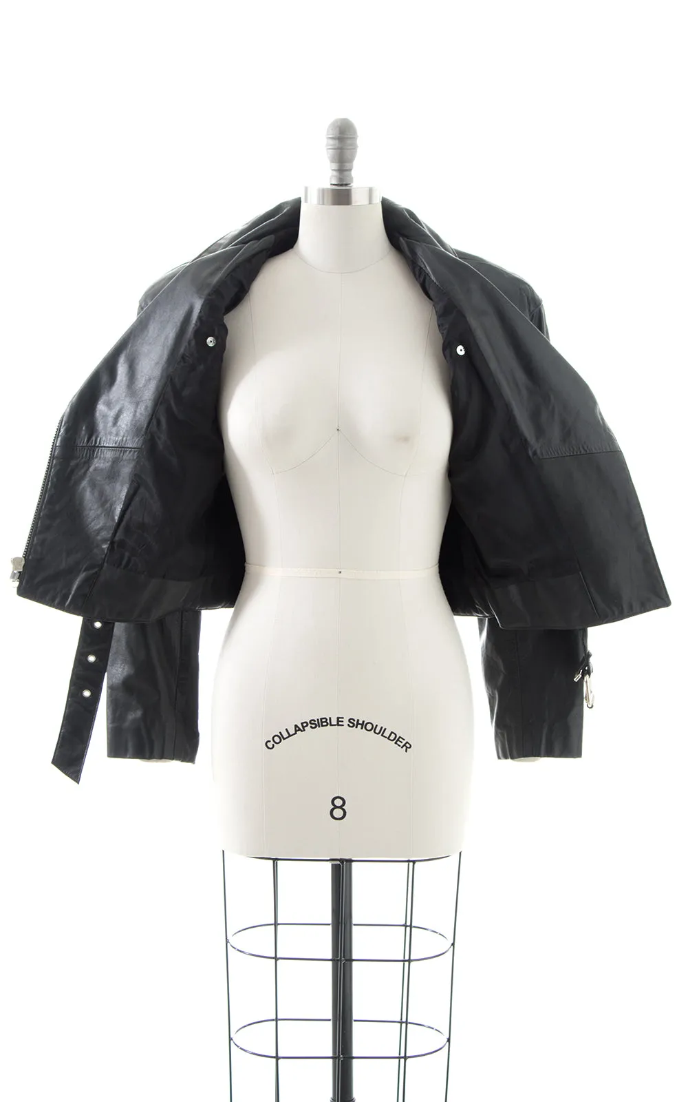 1990s Cropped Leather Moto Jacket | small/medium