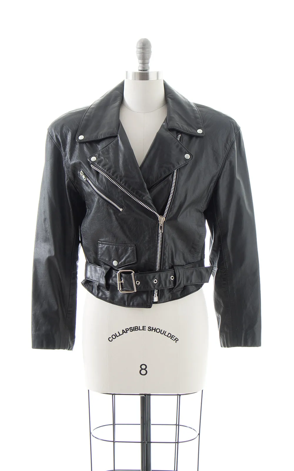 1990s Cropped Leather Moto Jacket | small/medium