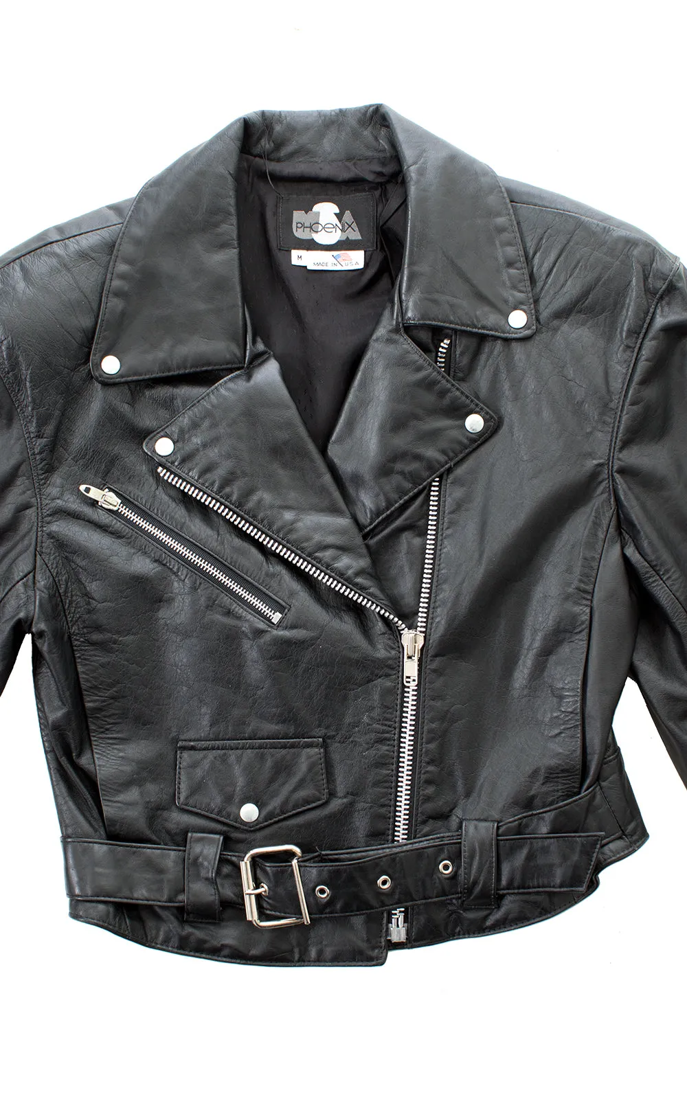 1990s Cropped Leather Moto Jacket | small/medium