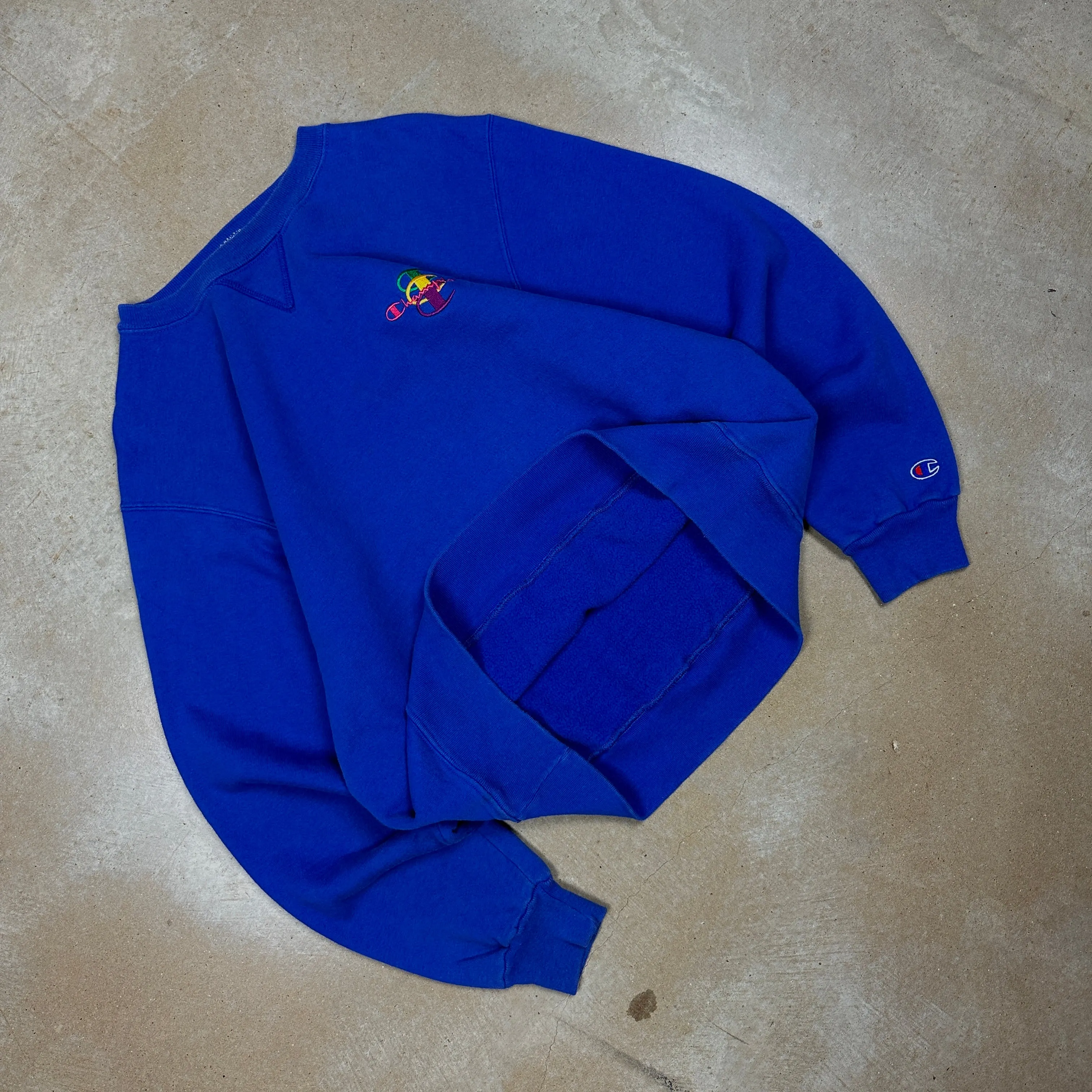 90s Blue Champion Spellout Essential Crewneck Sweatshirt M T04