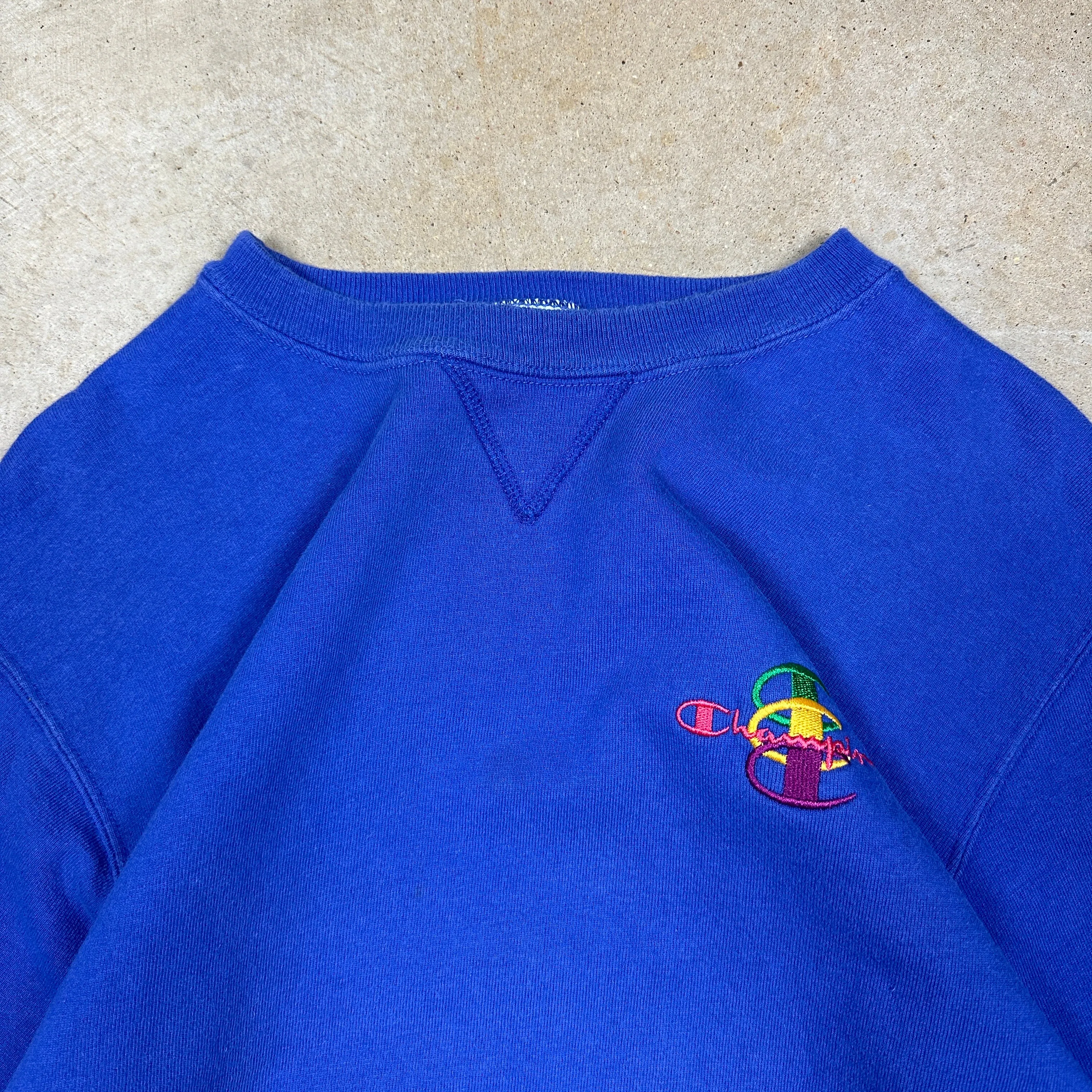 90s Blue Champion Spellout Essential Crewneck Sweatshirt M T04