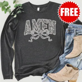 Amen Bow Long Sleeve - Heather Charcoal