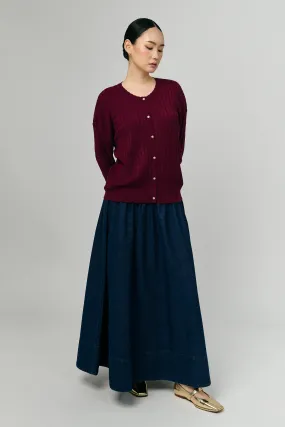 Asymmetric Denim Skirt in Dark Wash