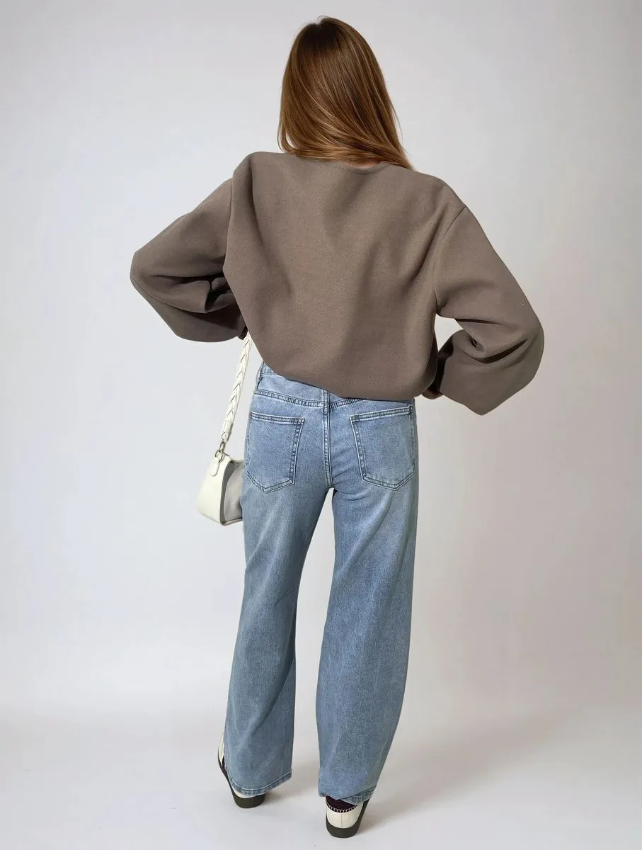 Asymmetric Waist Wide Leg Jeans
