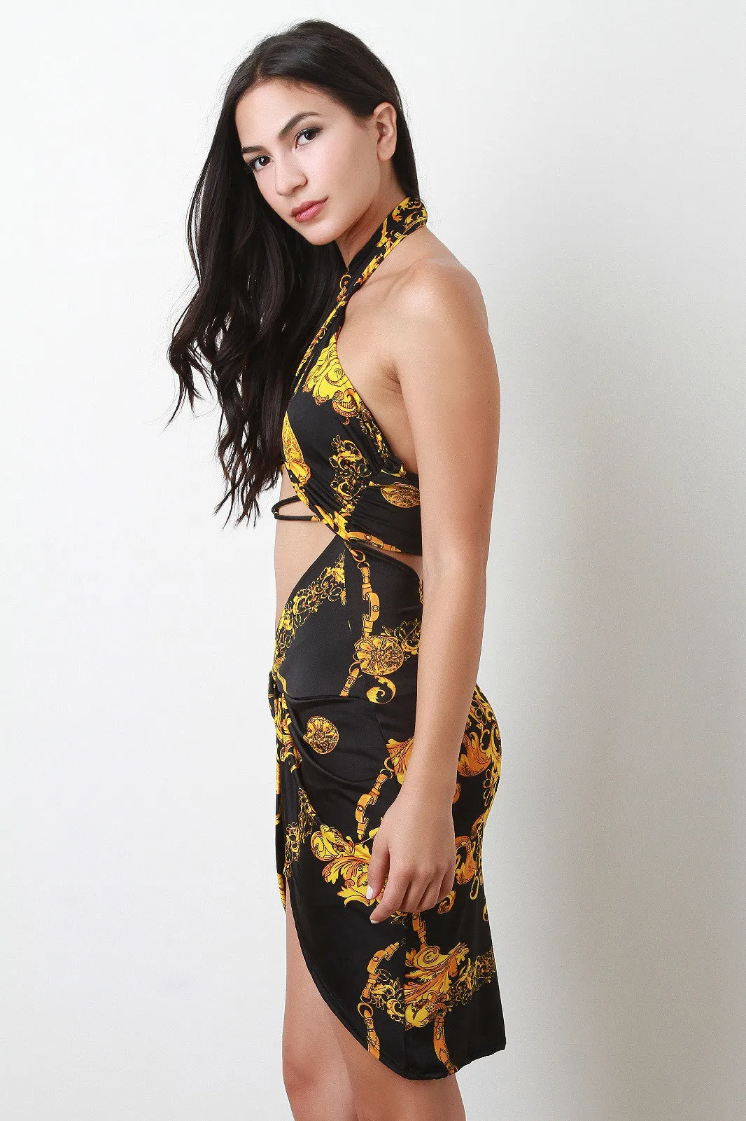 Baroque Surplice Open Front Dress