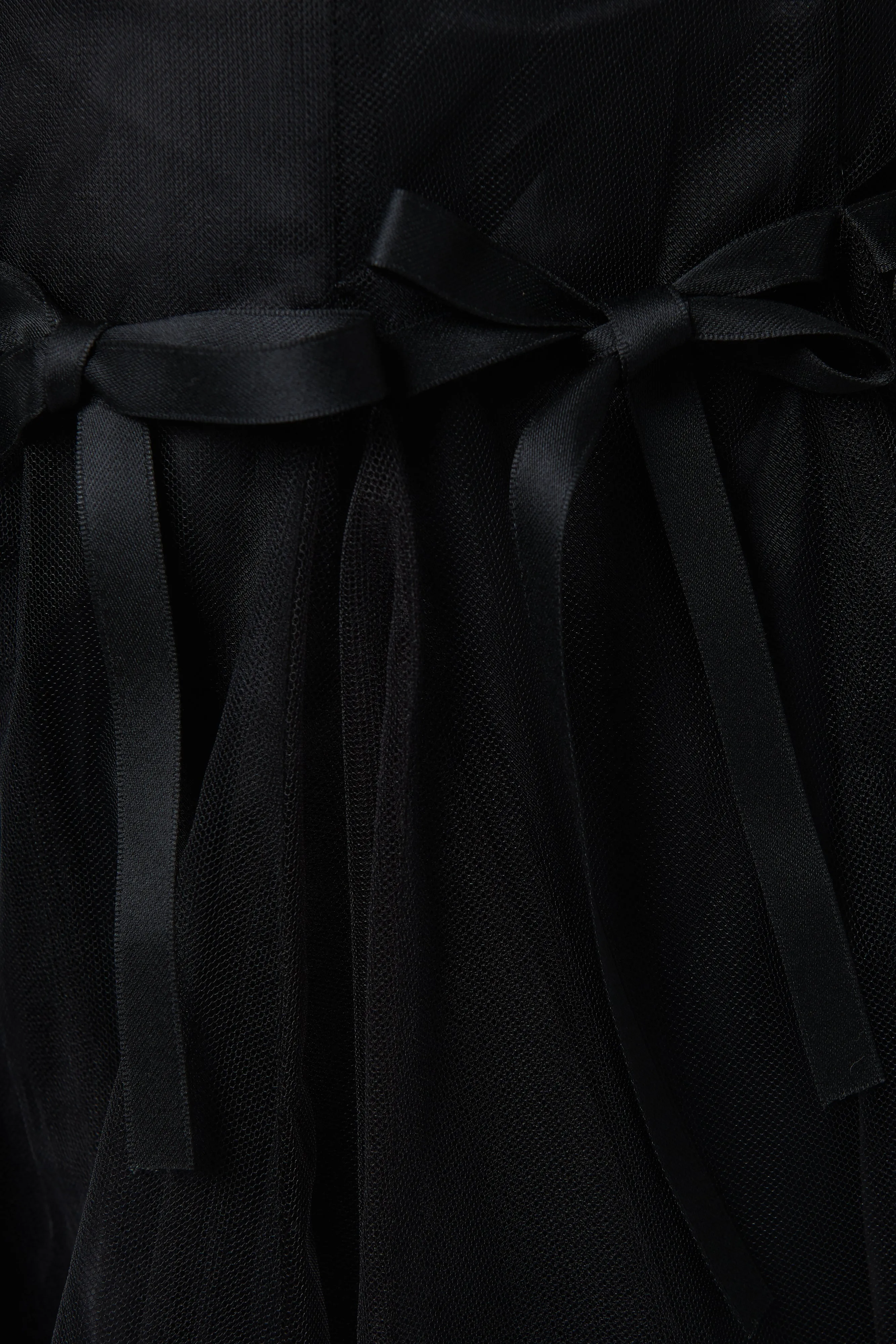 Black Bowknot Tulle Midi Skirt