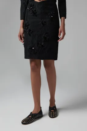 Black Low-Waisted Straight Midi skirt