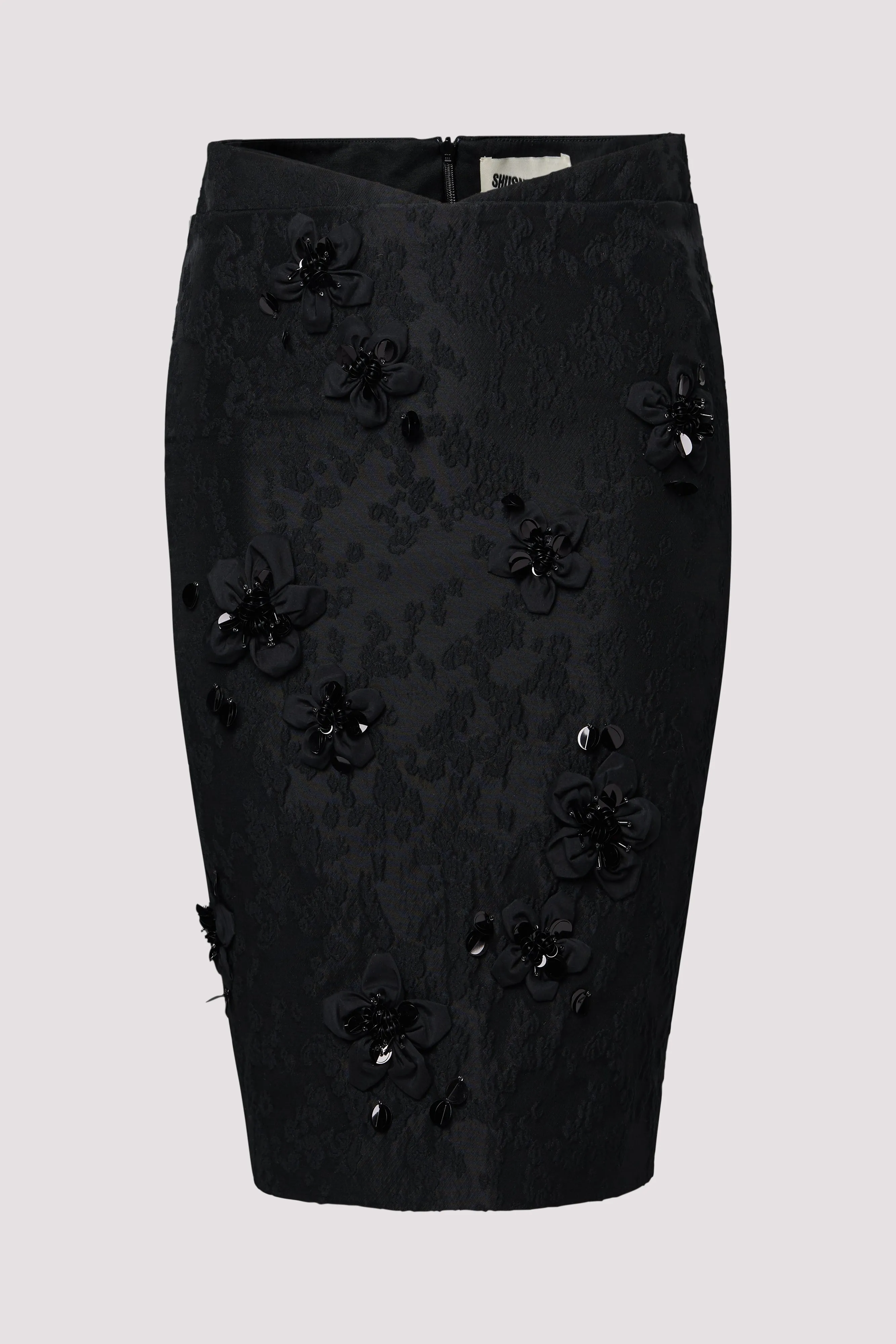 Black Low-Waisted Straight Midi skirt