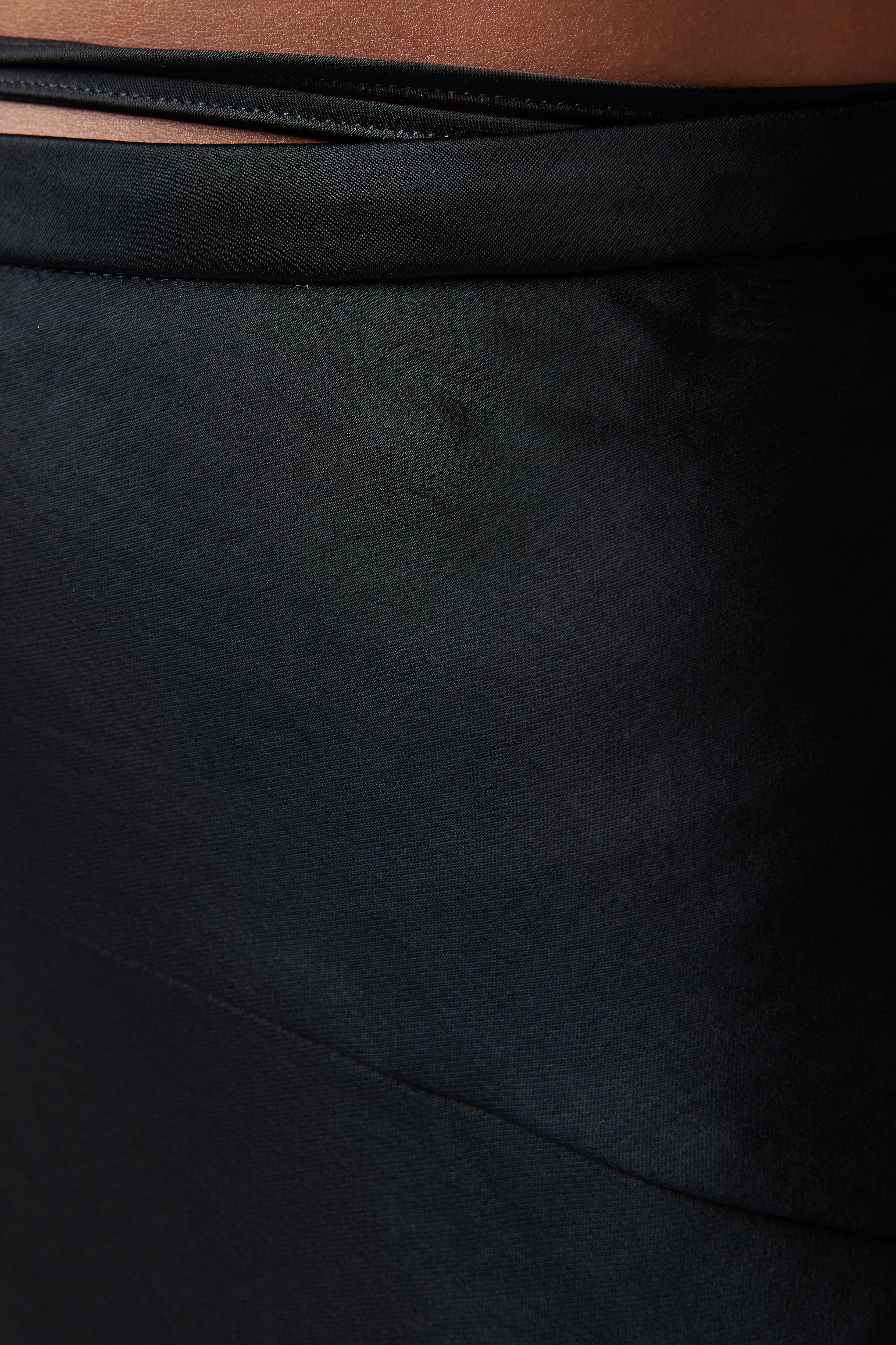 Black Satin Midi Skirt