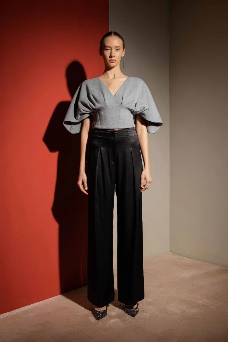 BLACK WIDE LEG PANTS