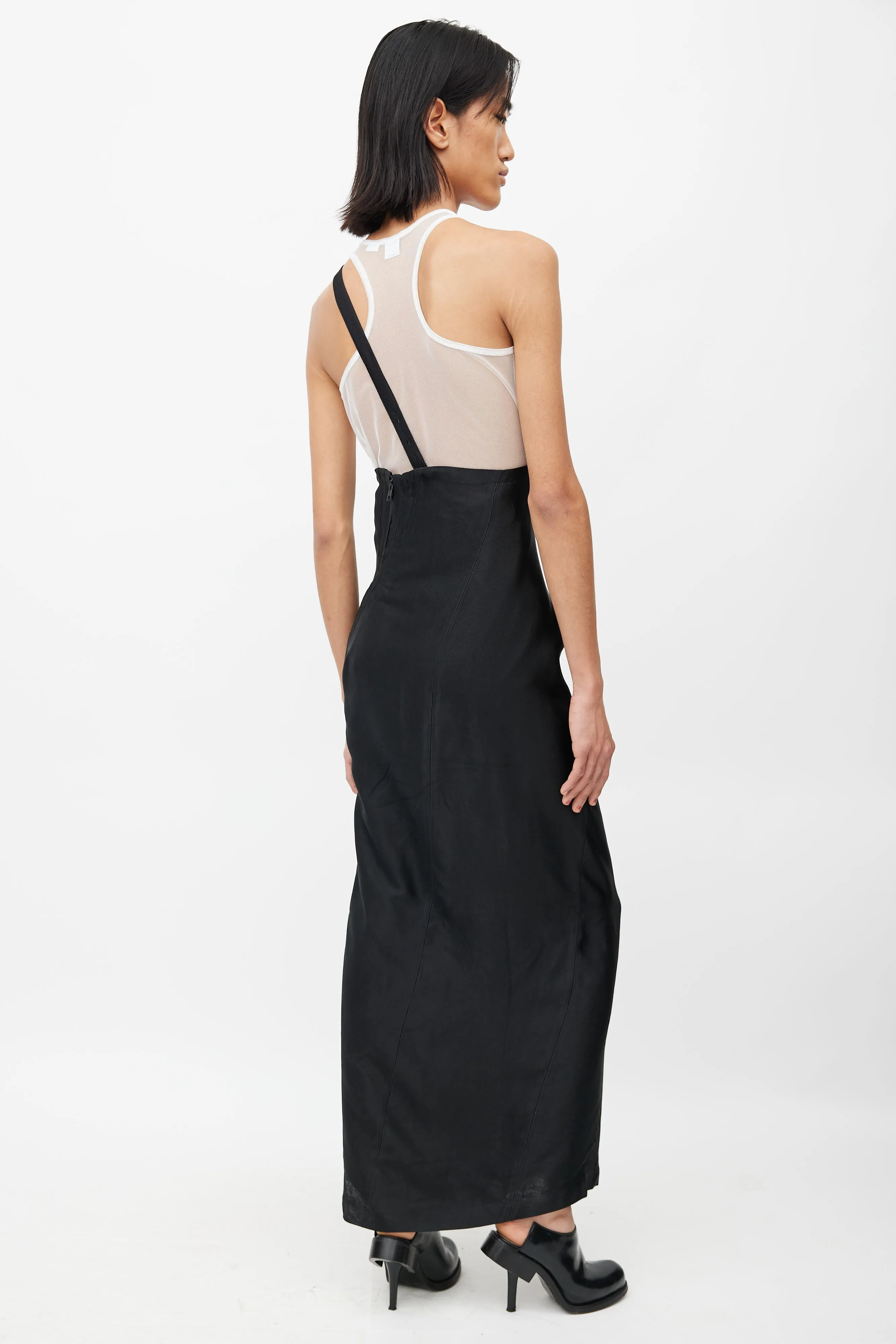 Black Zip & Strap Maxi Skirt