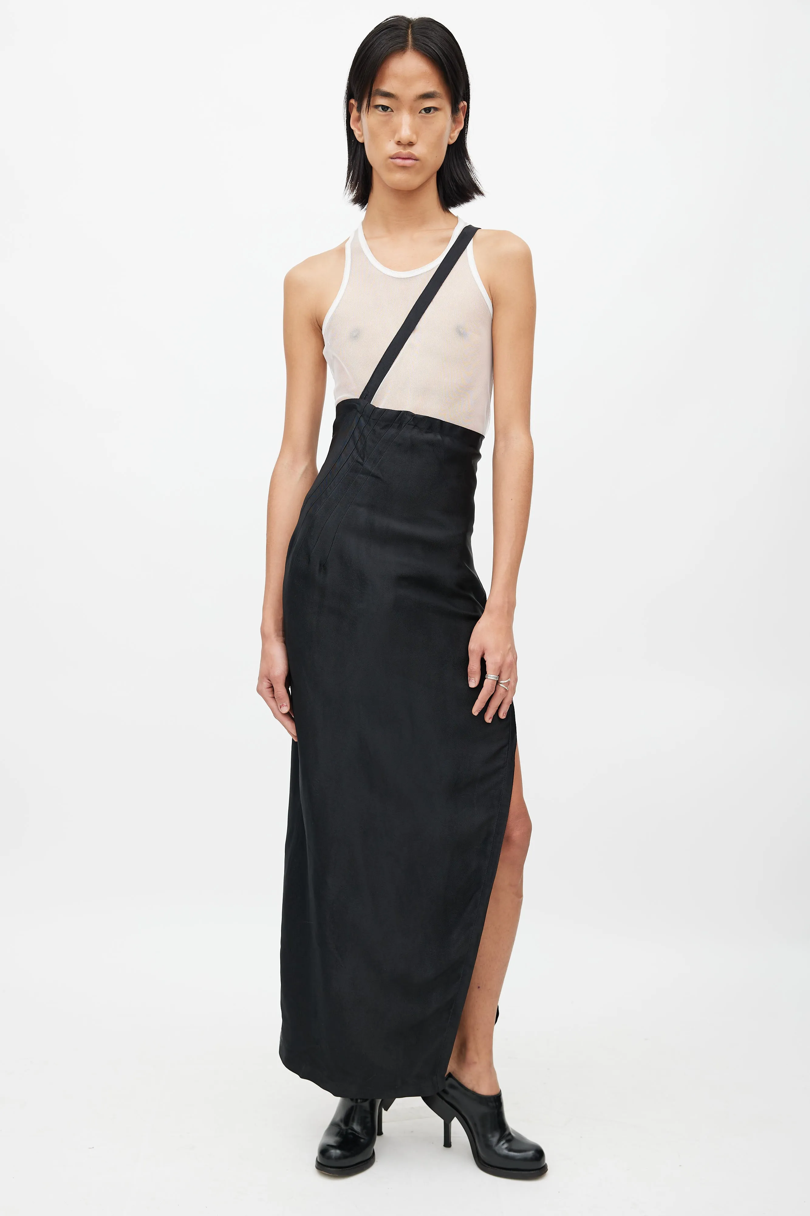 Black Zip & Strap Maxi Skirt