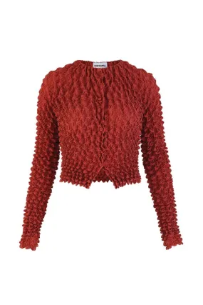 BROWN POPCORN PLEATS OPEN FRONT TOP