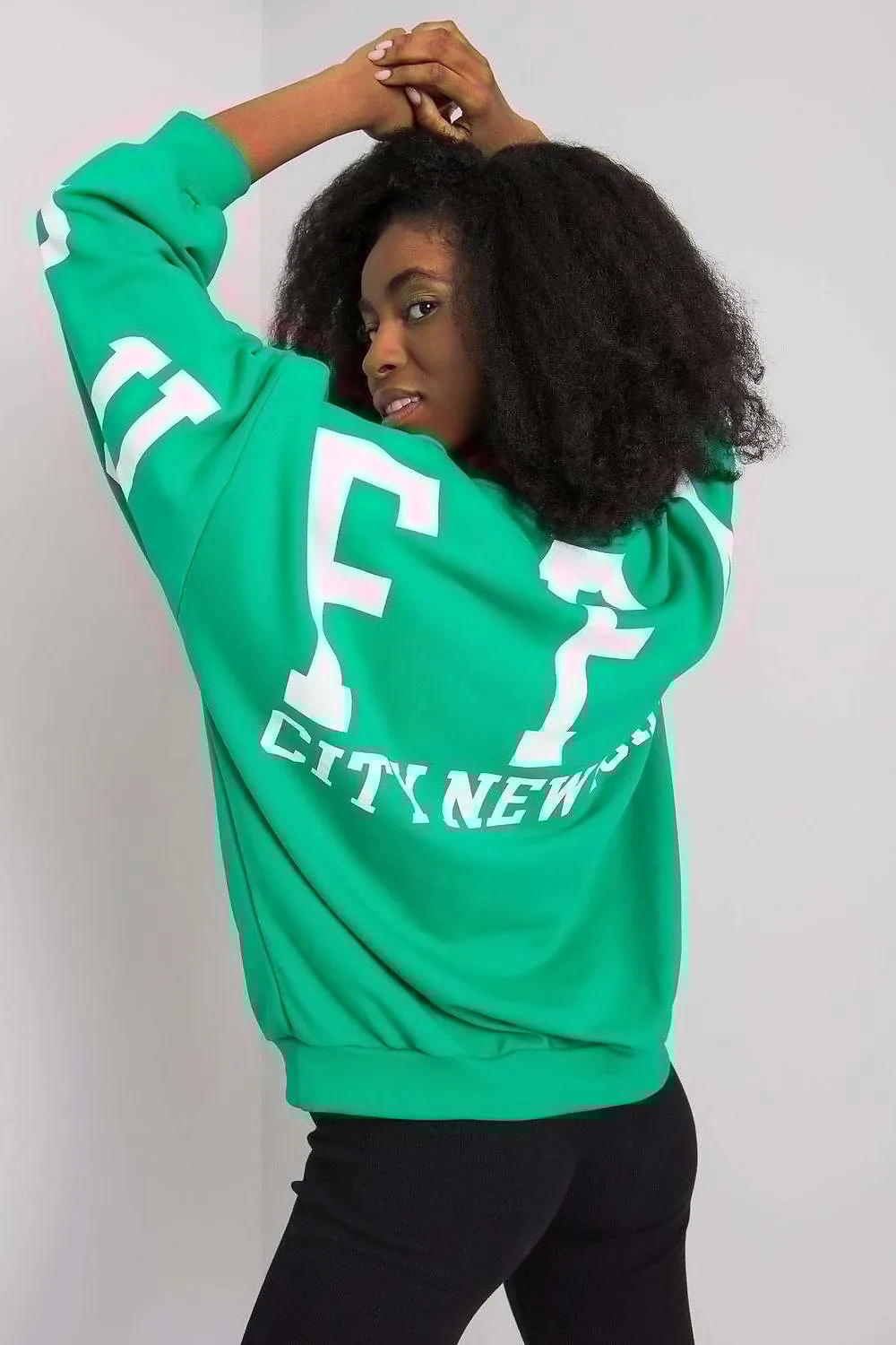 Cozy Cotton Blend Sweatshirt with Large Back Inscription