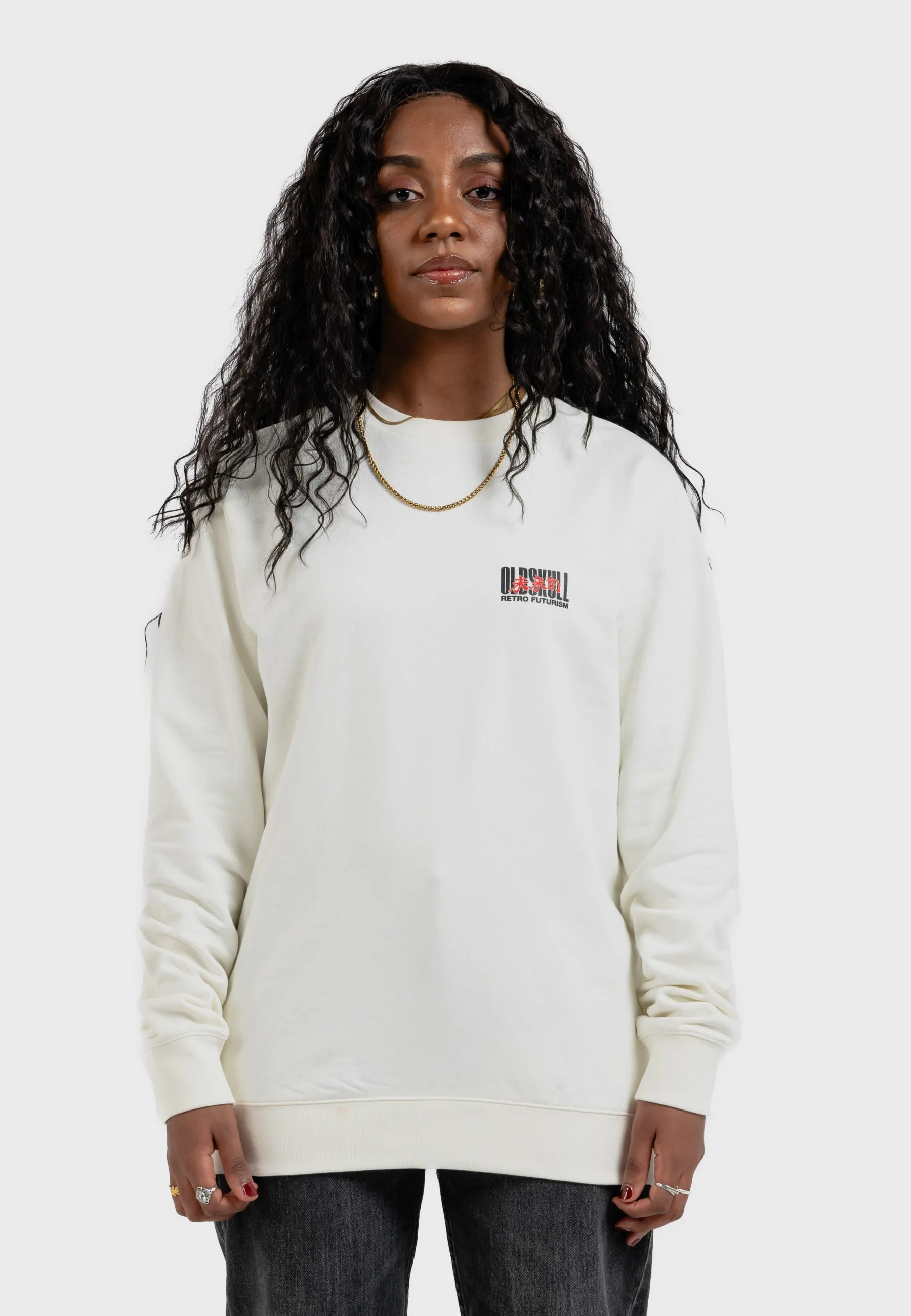Cyber Racer Backprint Sweatshirt Off White