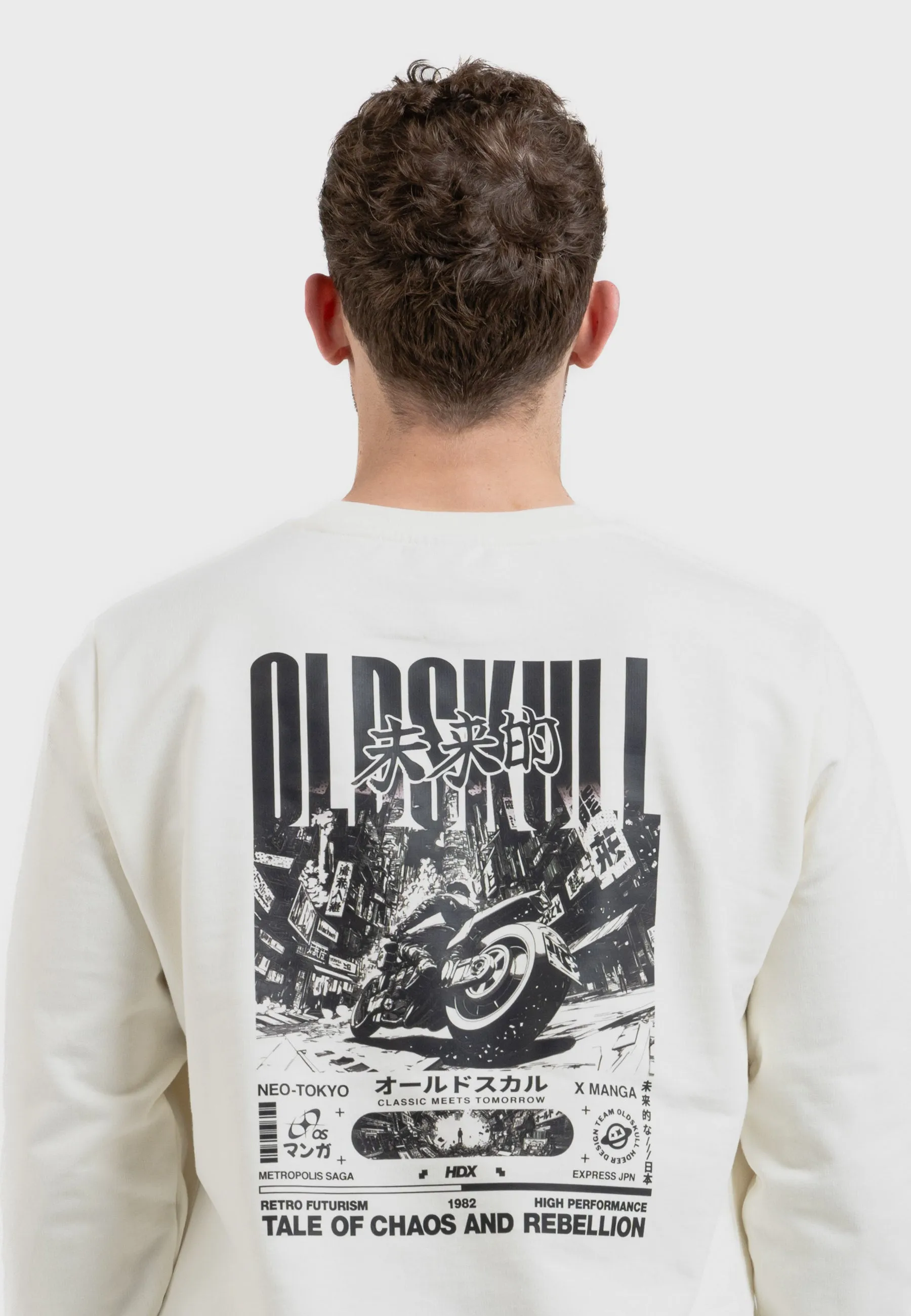 Cyber Racer Backprint Sweatshirt Off White