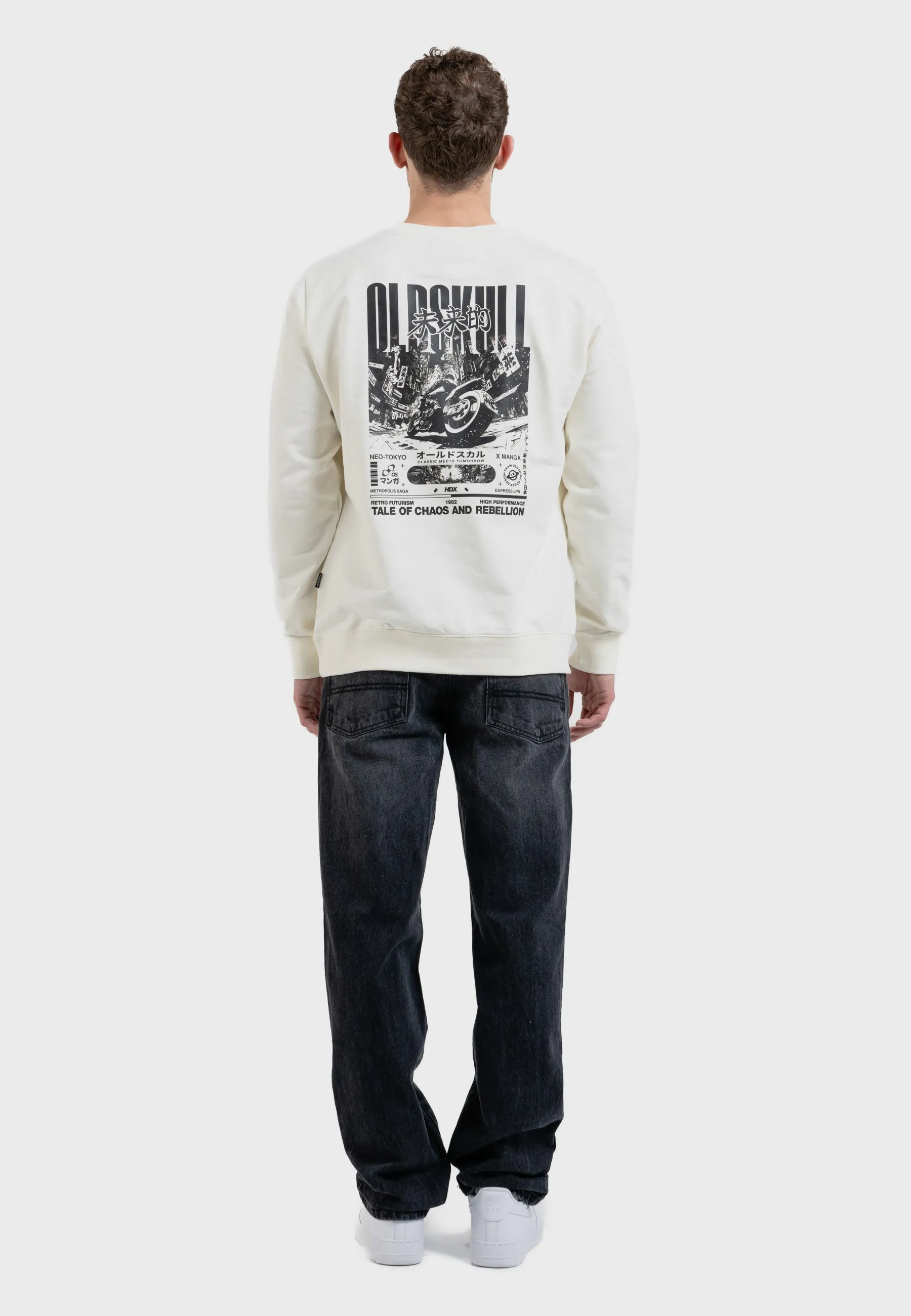 Cyber Racer Backprint Sweatshirt Off White