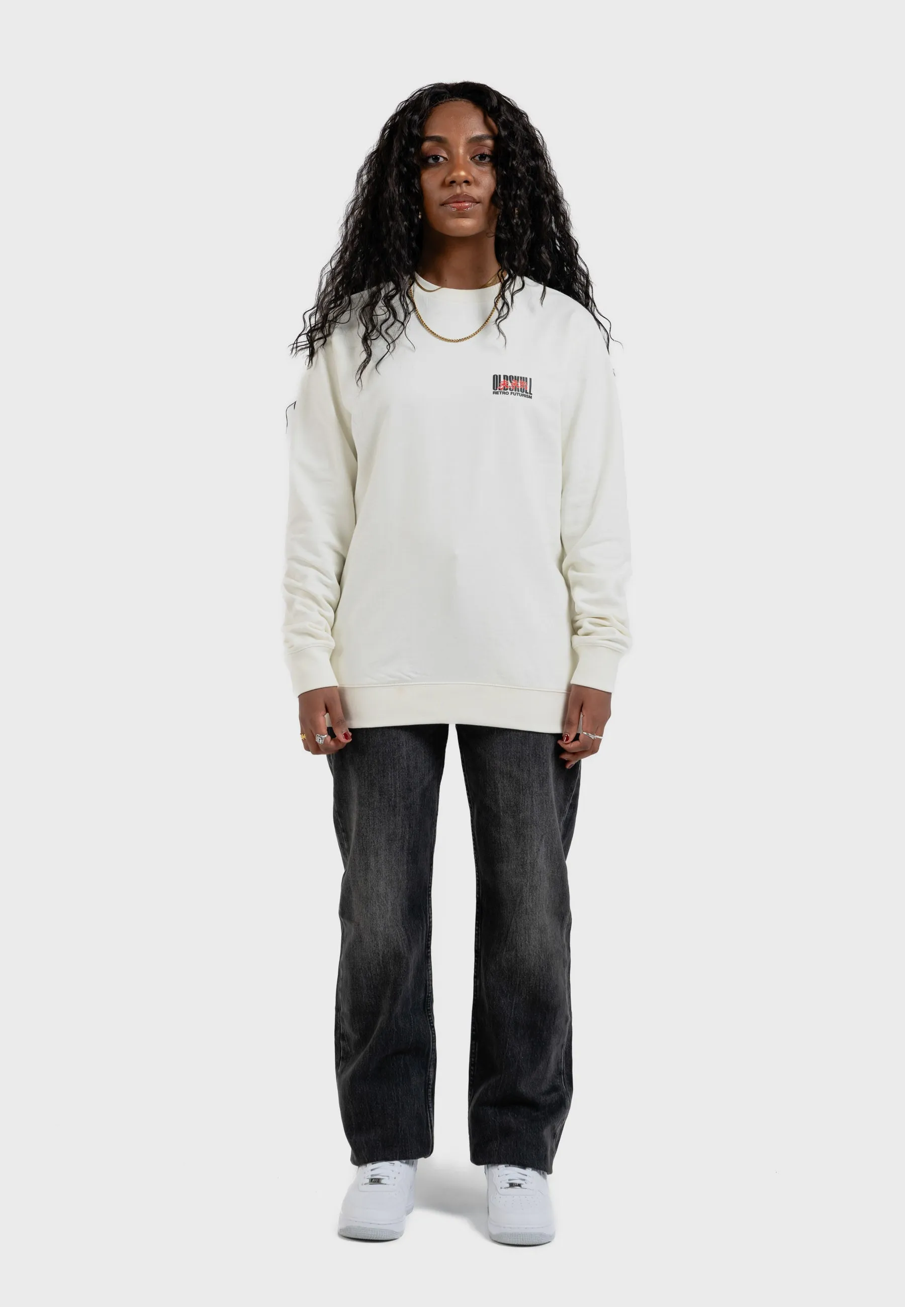 Cyber Racer Backprint Sweatshirt Off White