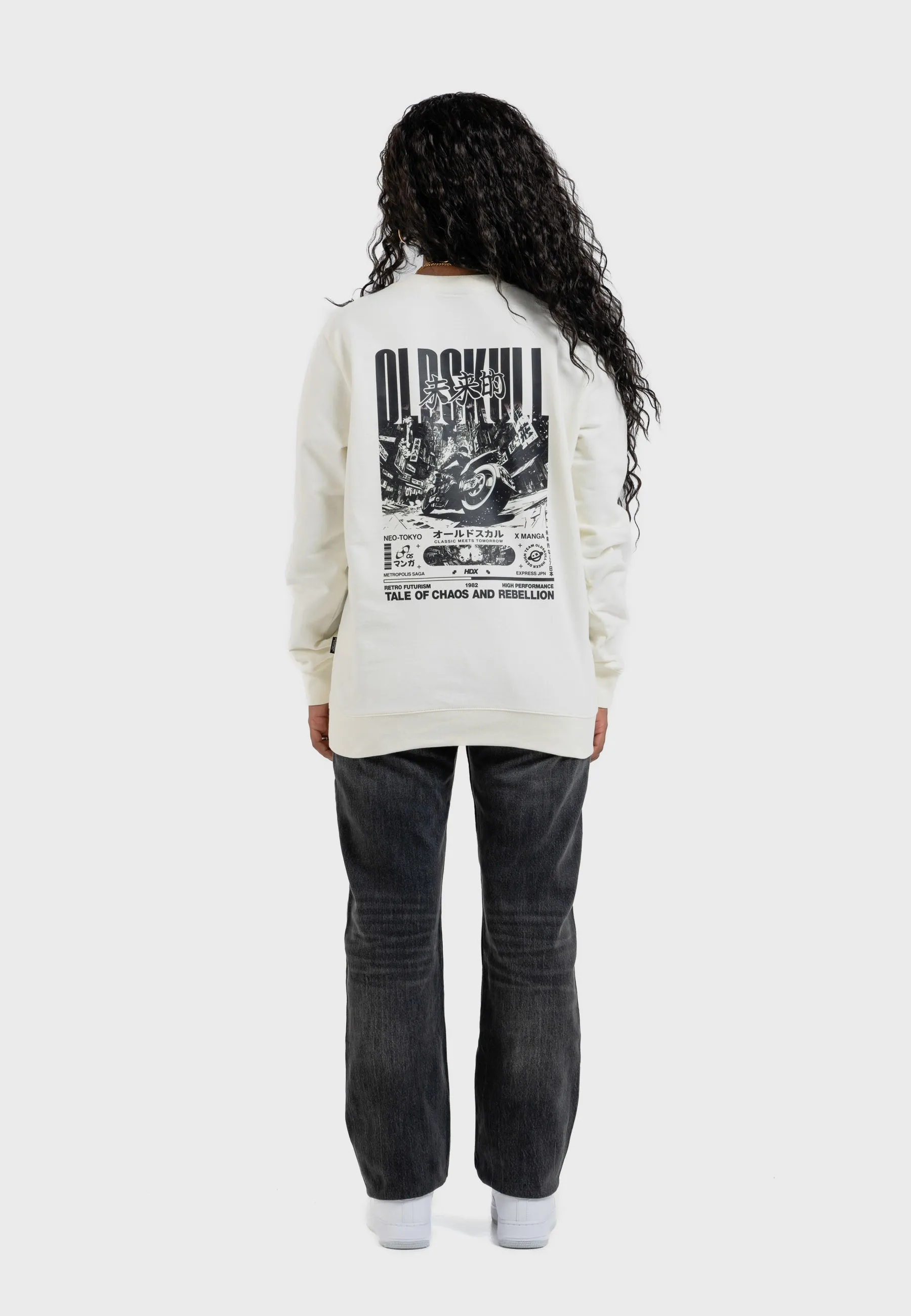 Cyber Racer Backprint Sweatshirt Off White