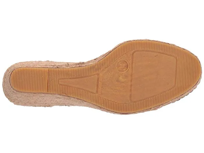 Eric Michael Evie Black White Wedge Espadrille Ankle Strap Closed Sandals Pumps
