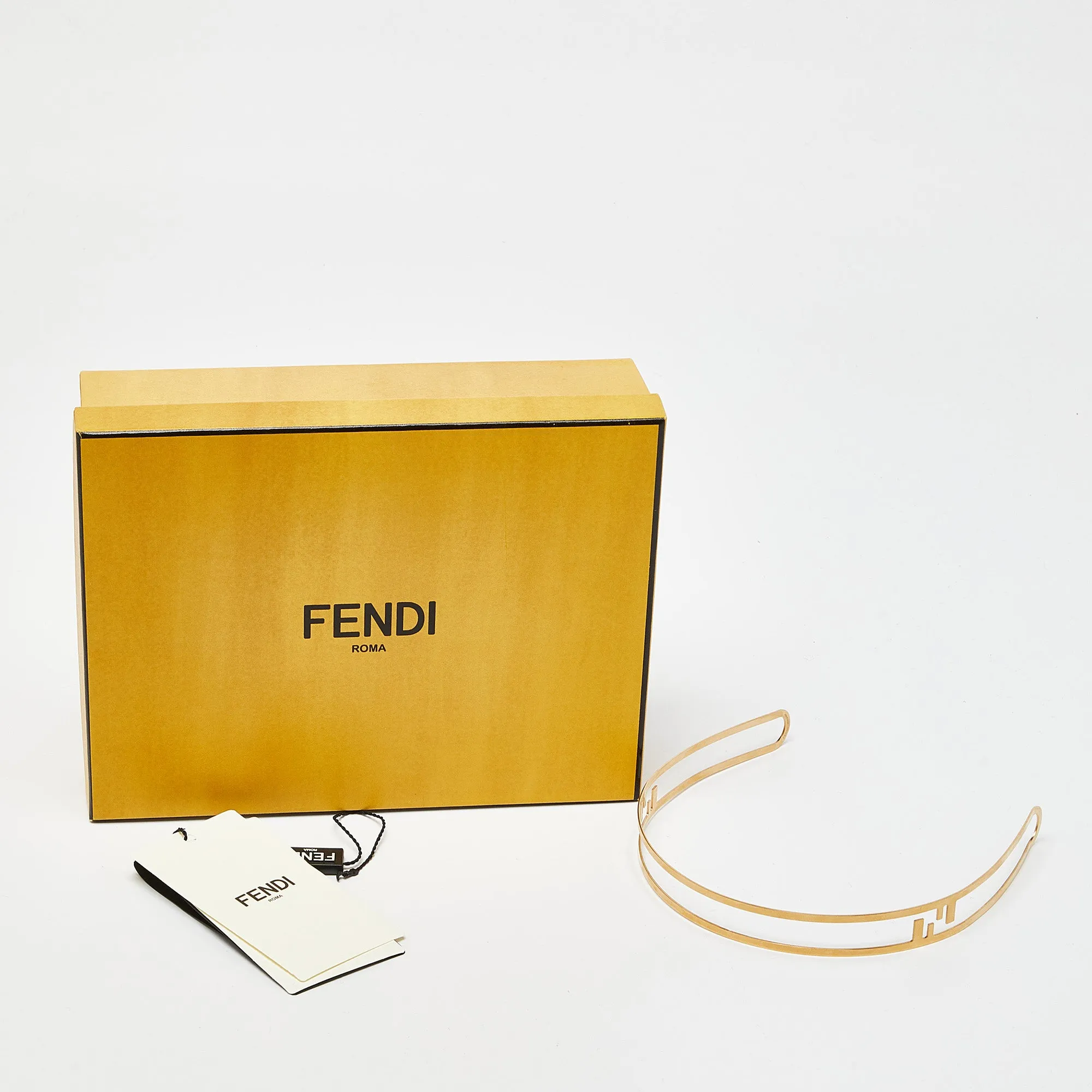 Fendi Ff Gold Tone Headband