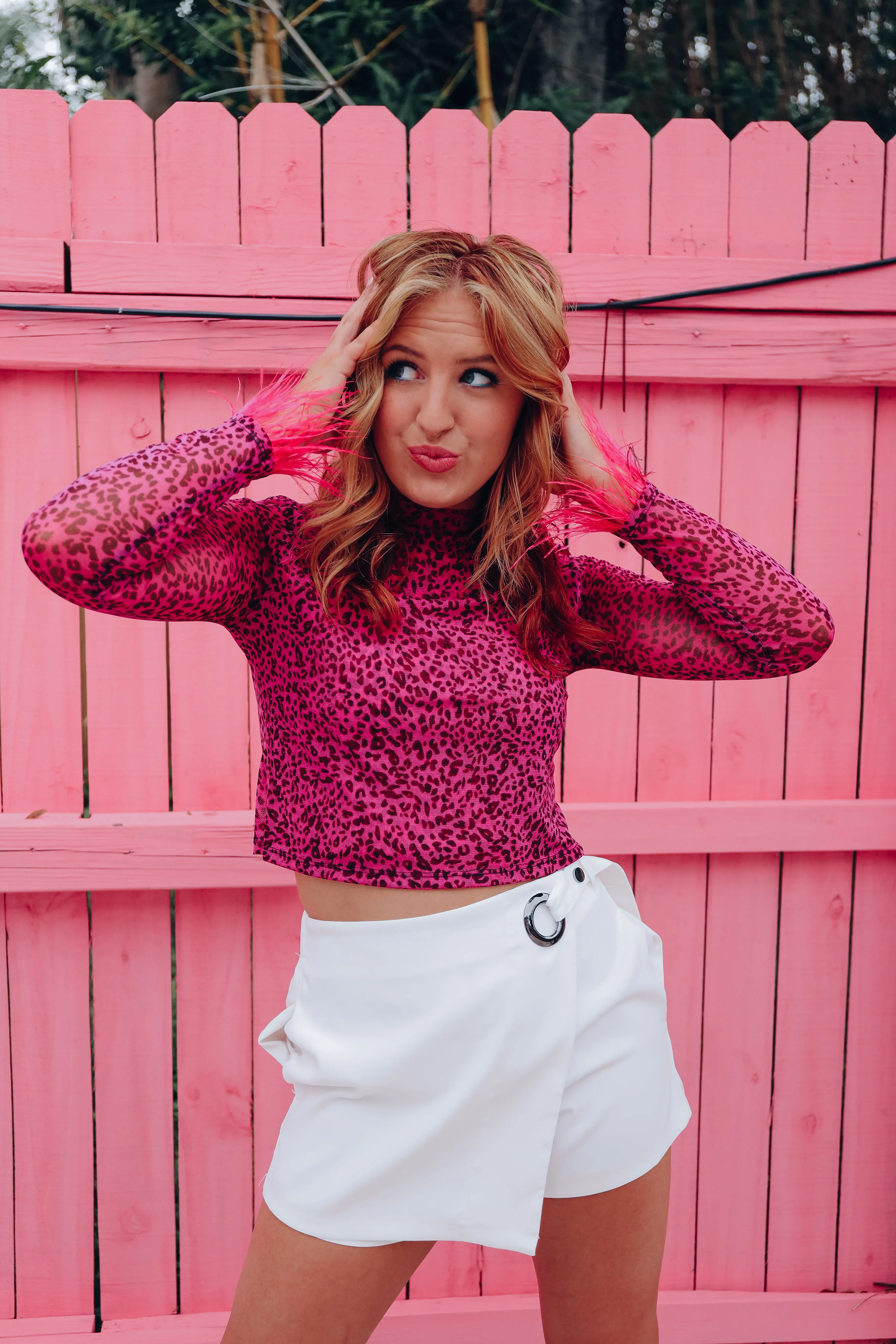 Ferociously Feminine Mesh Crop Top - Pink