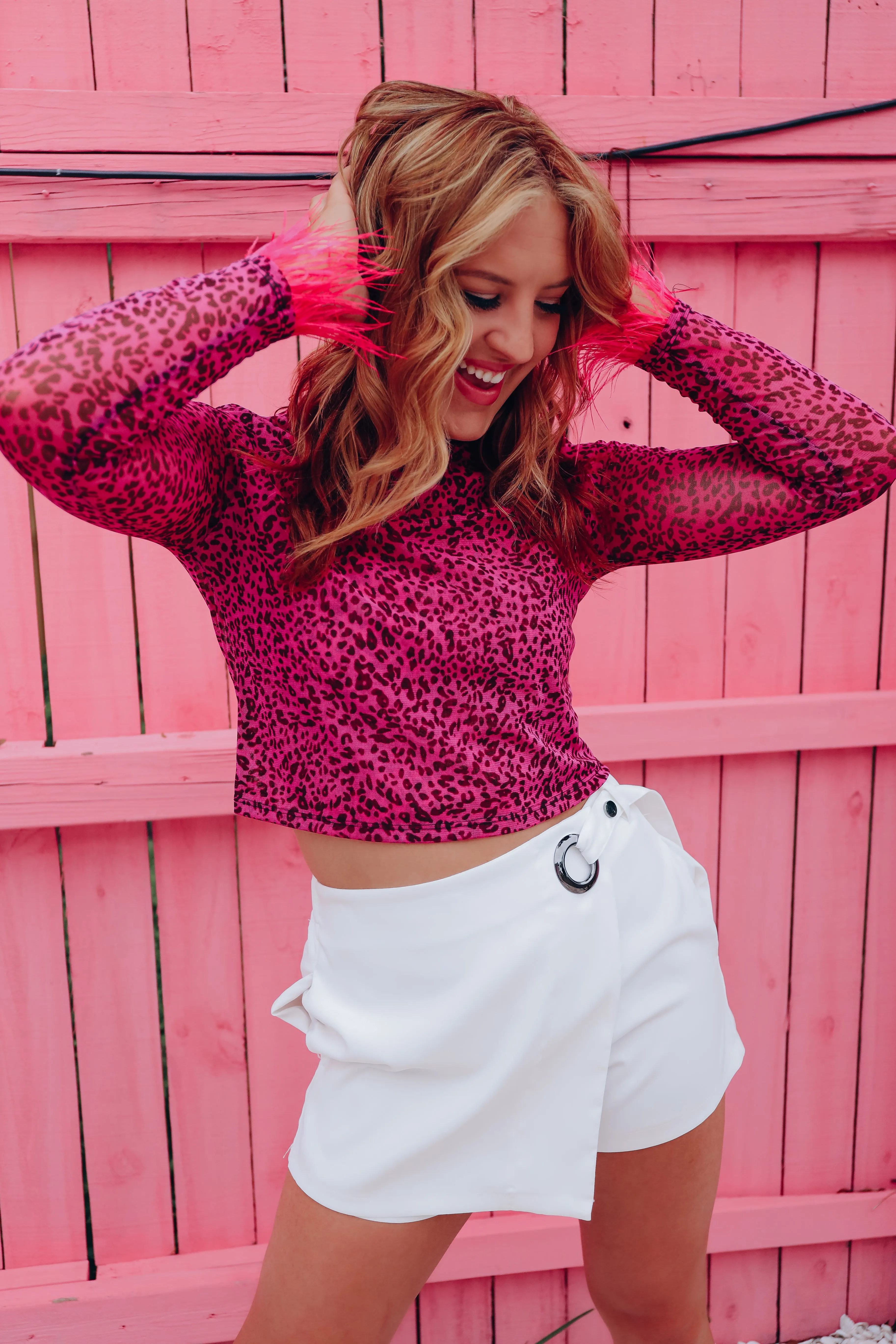 Ferociously Feminine Mesh Crop Top - Pink