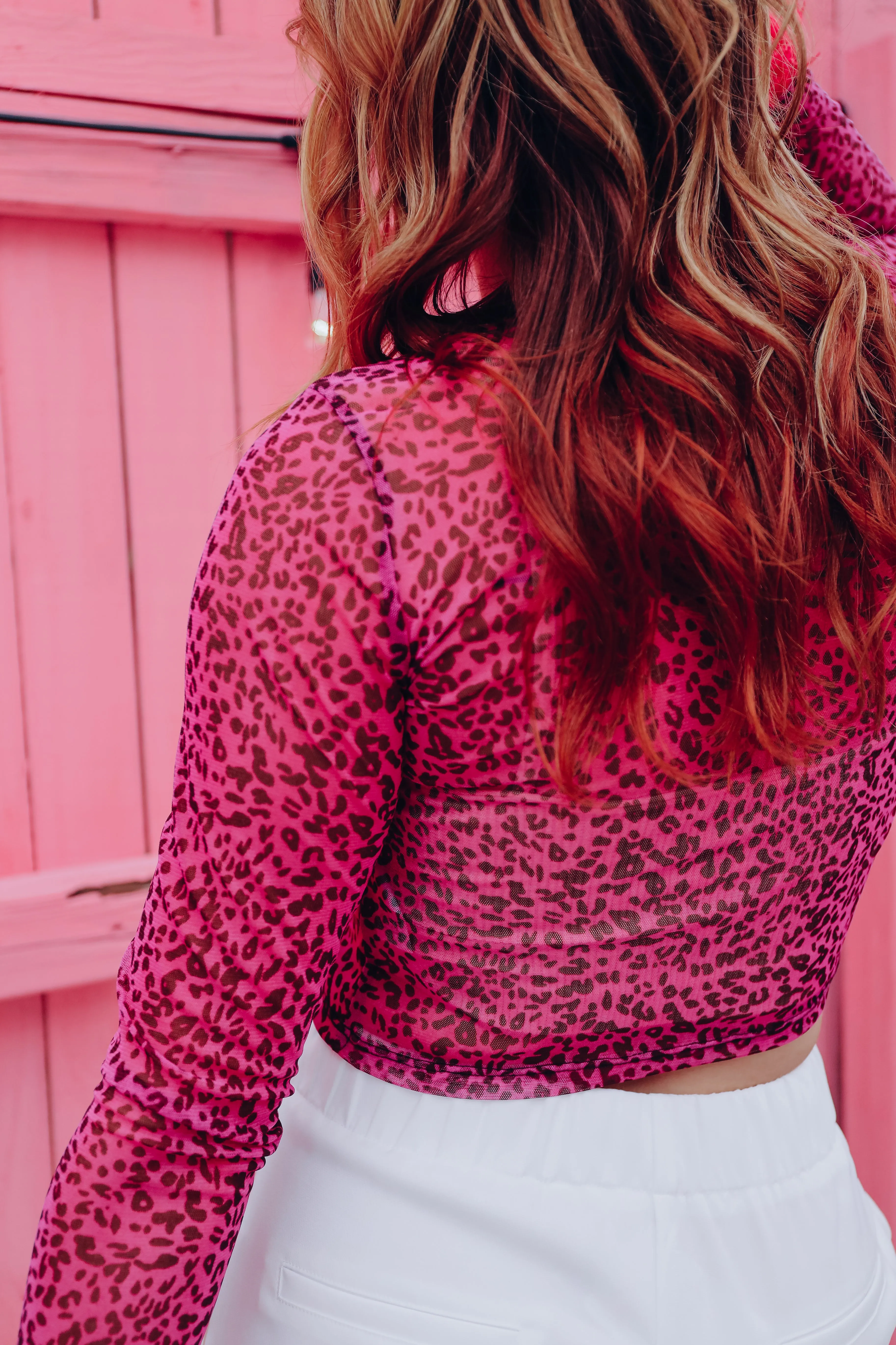 Ferociously Feminine Mesh Crop Top - Pink