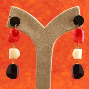 Gold Plated Acrylic Beads Long Drop Earring