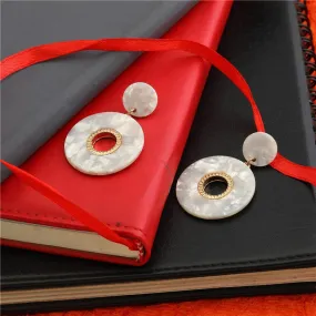 Gold Plated Acrylic Circular Shape Drop Earring