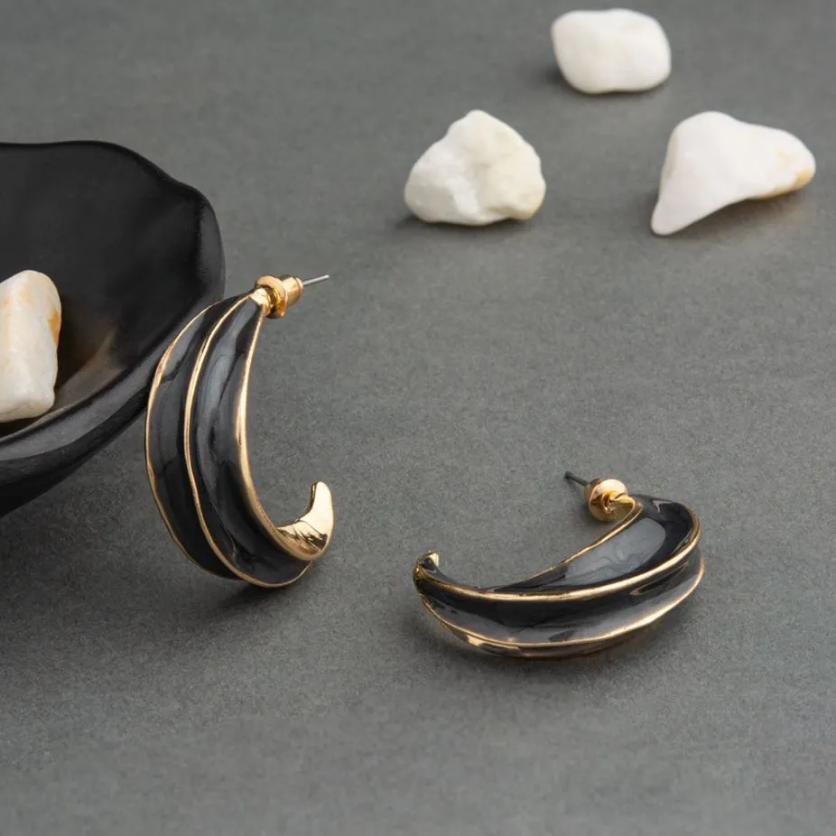 Gold Plated Enamel Artwork Trendy Fashion Hoops Earring