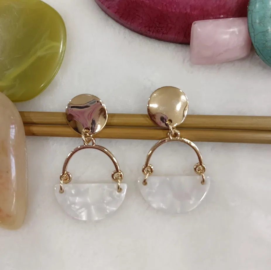 Gold Plated Geometric Shaped Acrylic Indo Western Earring