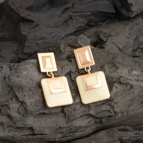 Gold Plated Geometric Shaped Enamel Artwork Designed Fashion Western Earring