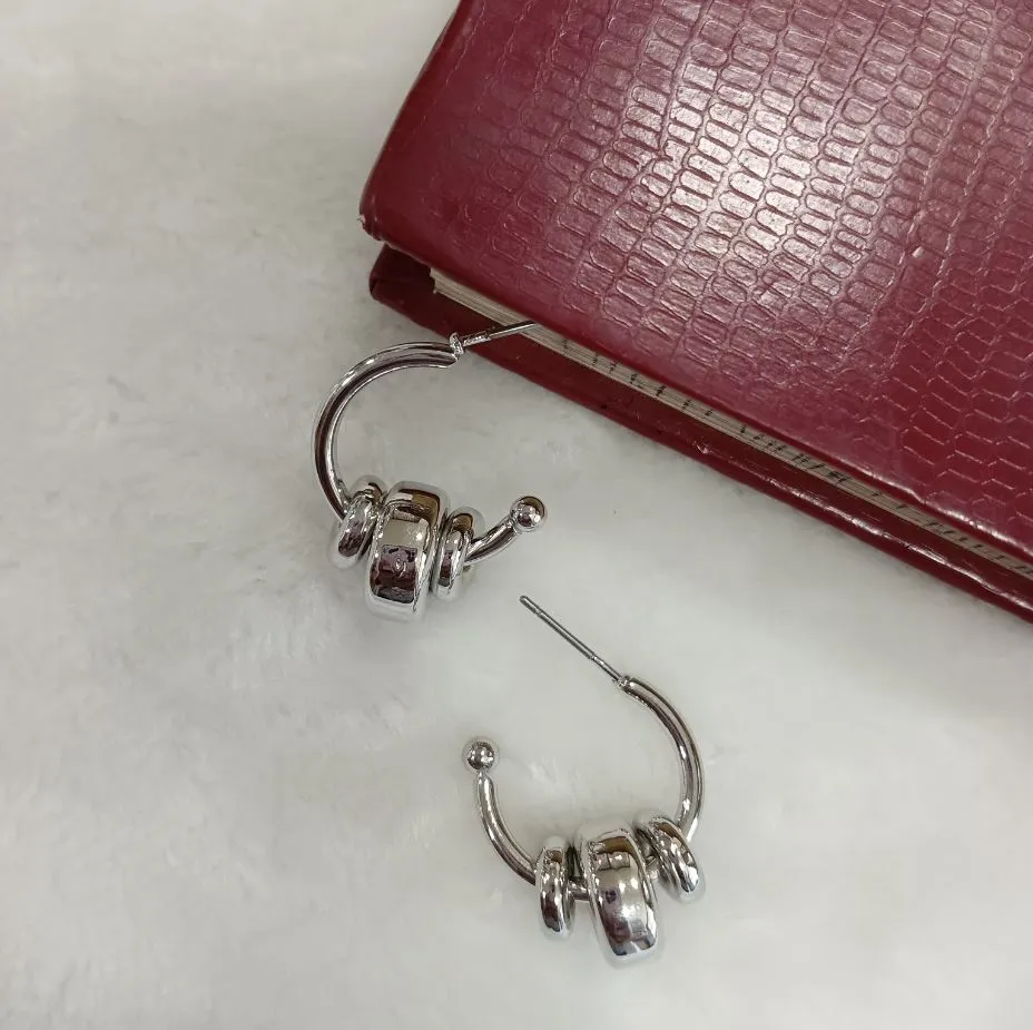 Gold /Silver Interlocking Hoop Stud Earrings