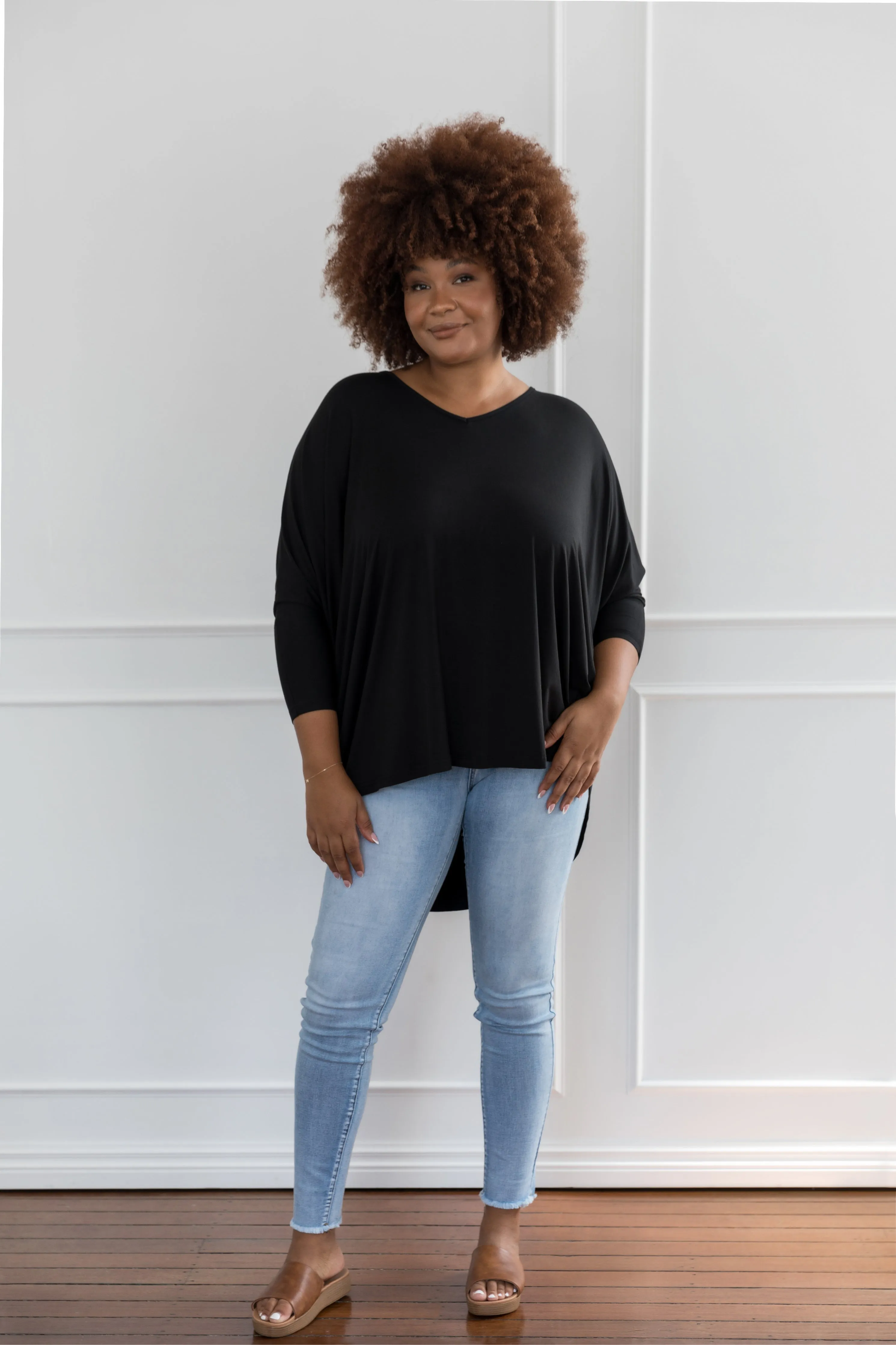 Long Sleeve Hi Low Miracle Top | Black