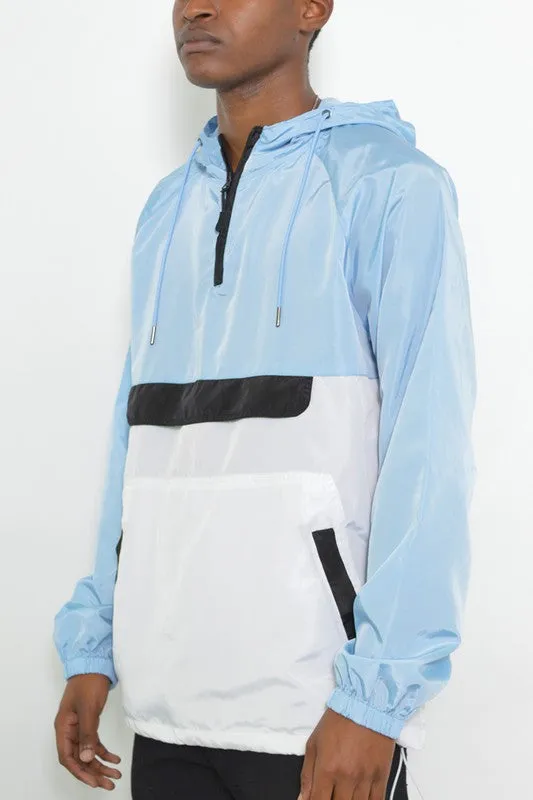 Men’s Color Block Anorak Jacket Pullover Windbreaker