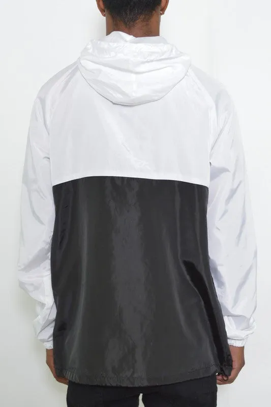 Men’s Color Block Anorak Jacket Pullover Windbreaker