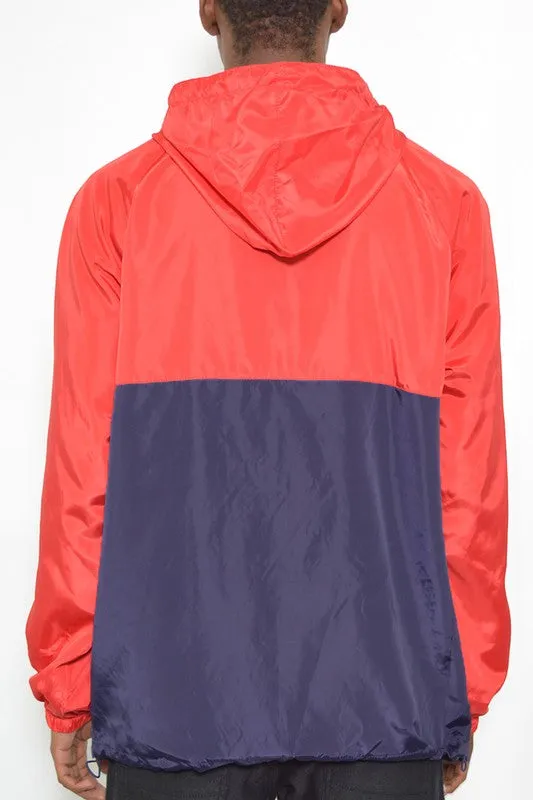 Men’s Color Block Anorak Jacket Pullover Windbreaker