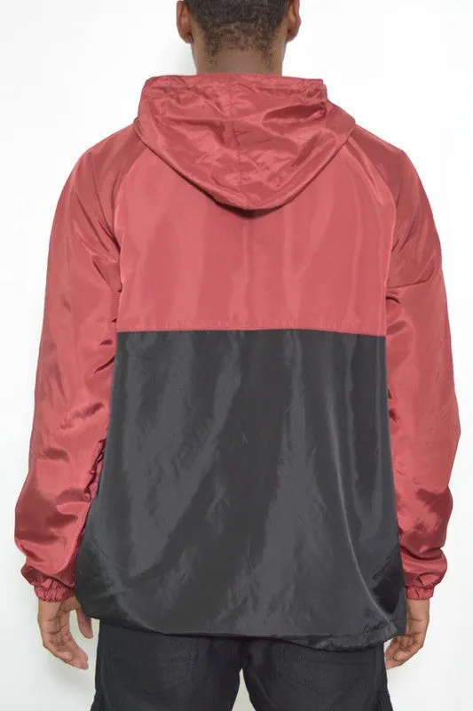 Men’s Color Block Anorak Jacket Pullover Windbreaker