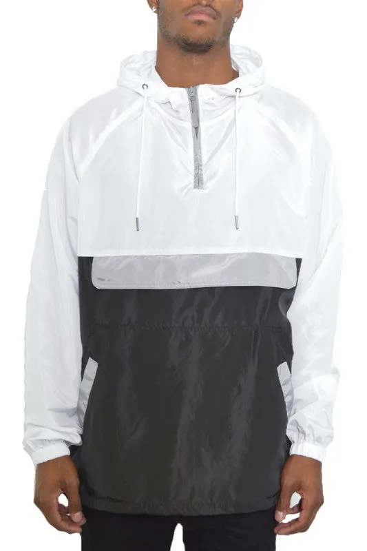 Men’s Color Block Anorak Jacket Pullover Windbreaker