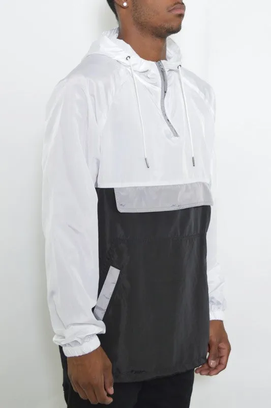 Men’s Color Block Anorak Jacket Pullover Windbreaker