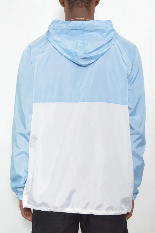 Men’s Color Block Anorak Jacket Pullover Windbreaker