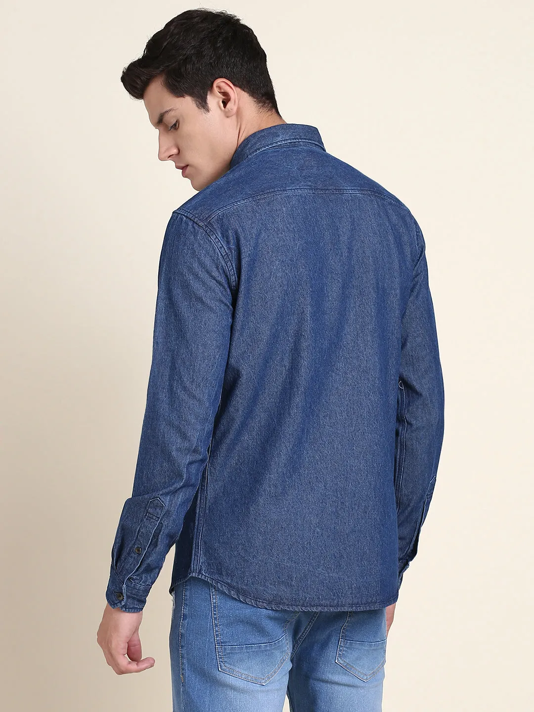 Men's Comfortable And Stylish Indigo Casual Shirt