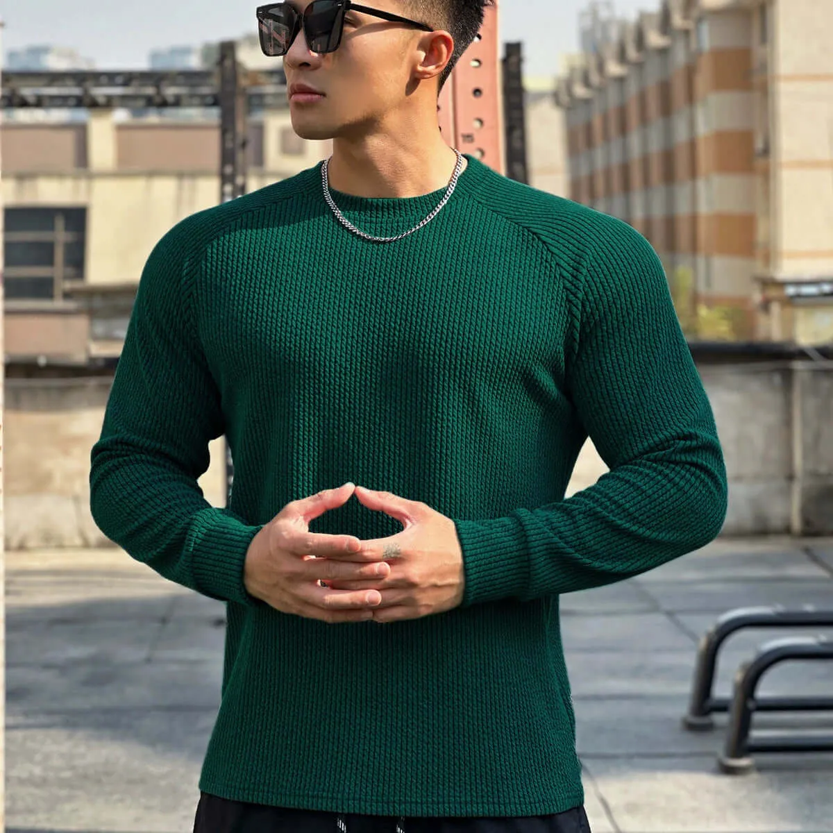 Men's Ribbed Knit Crewneck Sweater
